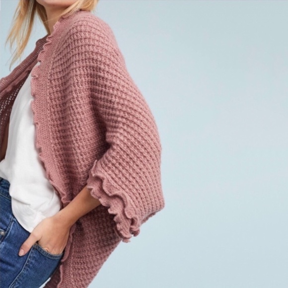 Anthropologie Sweaters - Anthropologie Moth Rocia Ruffled Cardigan Mauve XS